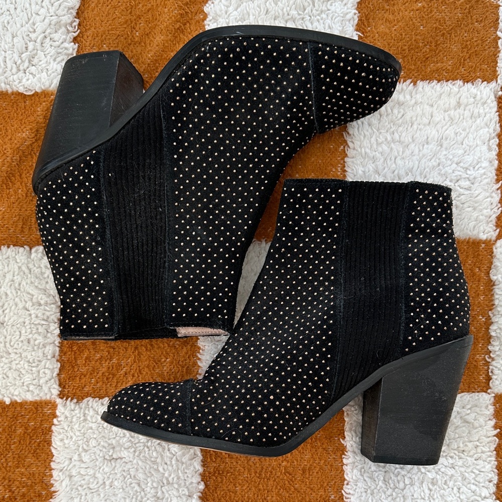 Anthropologie Elegant Black Studded Ankle Boots